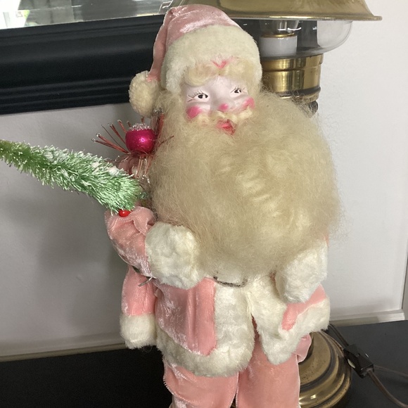 Vintage Harold Gale Pink Velvet Santa Claus Christmas Doll 15" Please see all ph - Picture 1 of 12